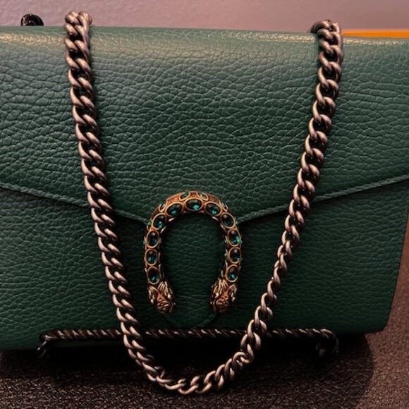 Gucci Dionysus Green Leather Wallet on Chain WOC w/ Dust Bag Auth - Picture 3 of 10
